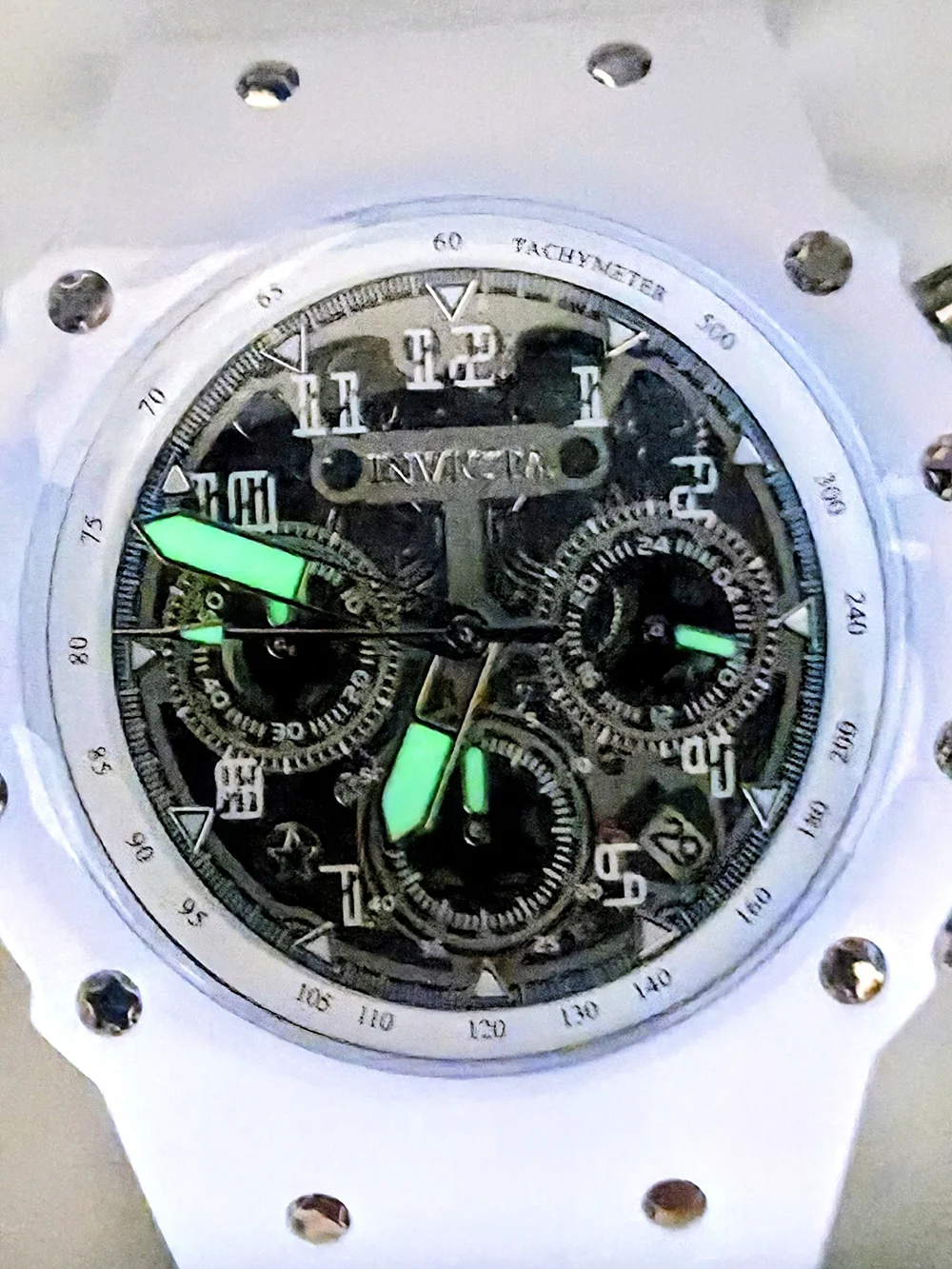 Invicta White Chronograph Men's Watch with Silver Accents